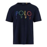 Katoenen T-shirt met Logo Borduurwerk Polo Ralph Lauren , Blue , Heren