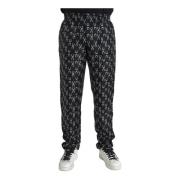 Zijden Hoefijzer Print Broek Dolce & Gabbana , Black , Heren