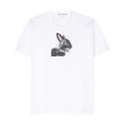 Konijnenprint Crew Neck T-shirt Junya Watanabe , White , Dames