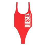 Maxi logo swimsuit in nylon Diesel , Red , Dames