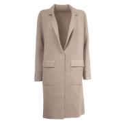 Lange Omkeerbare Wollen Jas Le Tricot Perugia , Beige , Dames