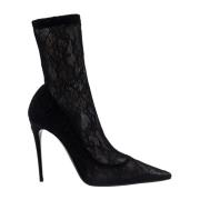 Zwarte Enkellaarsjes met Stiletto Hak Dolce & Gabbana , Black , Dames