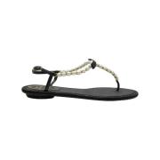 Pre-owned Leather sandals René Caovilla Pre-owned , Black , Dames