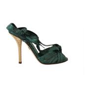 Smaragd Exotische Leren Hak Sandalen Dolce & Gabbana , Green , Dames