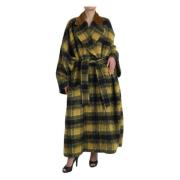 Luxe Geruite Trenchcoat Geel Dolce & Gabbana , Multicolor , Dames