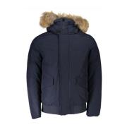 Blauwe Katoenen Hoodie met Afneembare Bontkraag Woolrich , Blue , Here...