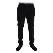 Zwarte Katoenen Fluwelen Slim Fit Broek Dolce & Gabbana , Black , Here...