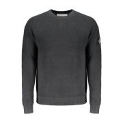 Elegante Zwarte Katoenen Trui Calvin Klein , Black , Heren