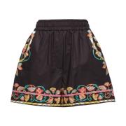 Bloemenrand Trek-Op Shorts La DoubleJ , Black , Dames