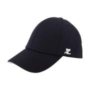 Klassieke Katoenen Pet met Geborduurd Logo Courrèges , Black , Heren