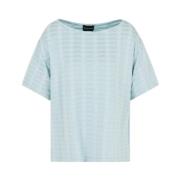 Vierkant Gesneden Korte Mouw Jacquard Trui-GROEN Emporio Armani , Blue...