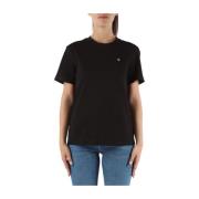 Katoenen T-shirt met Voorlogo Patch Calvin Klein Jeans , Black , Dames