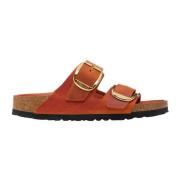 Verbrand Oranje Leren Sandaal Birkenstock , Orange , Dames