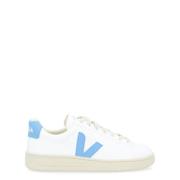 Witte vegan leren sneaker met blauw logo Veja , White , Dames