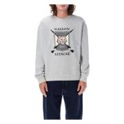 College Fox Comfort Sweatshirt Lichtgrijs Melange Maison Kitsuné , Gra...