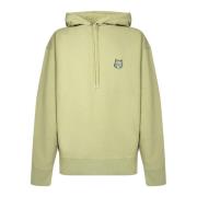 Beige Katoenen Hoodie Geborduurde Patch Maison Kitsuné , Green , Heren