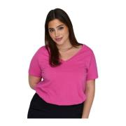 Bonnie Life V-hals T-shirt Only Carmakoma , Pink , Dames