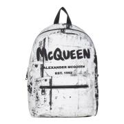 Zwarte Bucket Bag & Rugzak met Graffiti Handtekening Alexander McQueen...