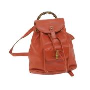 Pre-owned Leather backpacks Gucci Vintage , Orange , Dames