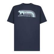 Blauw Katoenen T-shirt met Frontprint Maison Kitsuné , Blue , Heren