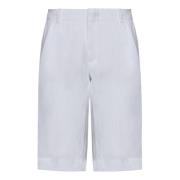 Witte Linnen Geplooide Kniekorte Broek Malo , White , Heren