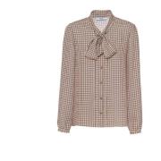 Zijden bruine blouse met strik kraag Prada , Multicolor , Dames
