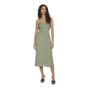 Elegant Strap Button Dress Women Vila , Green , Dames