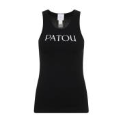 Zwarte Katoenen Tanktop met Logo Patou , Black , Dames