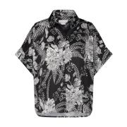 Zijden Bloemenprint Blouse Jane Lushka , Black , Dames