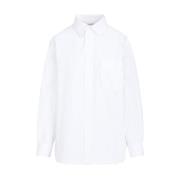 Witte Katoenen Overhemd Zigzag Details Bottega Veneta , White , Dames