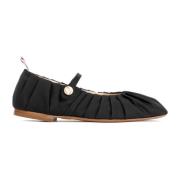 Zwarte Zijden Ballerinas Ronde Neus Thom Browne , Black , Dames