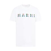 Wit Katoenen T-shirt Marni , White , Heren