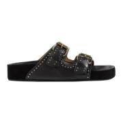 Zwarte Leren Sandalen met Stud Details Isabel Marant , Black , Dames