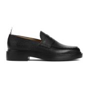 Zwarte Leren Loafers Thom Browne , Black , Dames