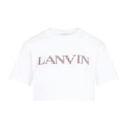Wit Katoenen Geborduurd Crop T-shirt Lanvin , White , Dames