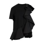 Zwarte Katoenen T-shirt met Gerimpeld Inzetstuk Alexander McQueen , Bl...
