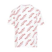 Wit Logo Patroon Katoenen T-Shirt Kenzo , White , Heren