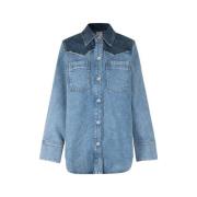 Denim Fringe Shirt Baum und Pferdgarten , Blue , Dames