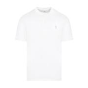 Wit Katoenen T-Shirt Basisontwerp Brunello Cucinelli , White , Heren