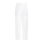 Witte Viscose Broek Hoge Taille Brunello Cucinelli , Beige , Dames