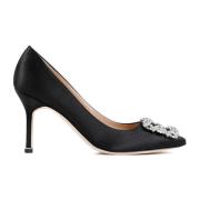 Zwarte Kristal Gesp Pumps Manolo Blahnik , Black , Dames