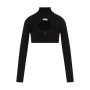 Zwarte Cirkel Mock Neck Cropped Sweater Courrèges , Black , Dames