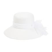 Witte wollen vilthoed met strik Maison Michel , White , Dames