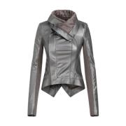 Metallic Biker Jacket Ss24 Rick Owens , Gray , Dames