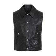 Zwarte Leren Vest Stijlvolle Jas Givenchy , Black , Heren