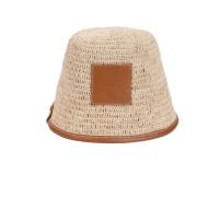 Bruin Leren Raffia Bob Hoed Jacquemus , Beige , Dames