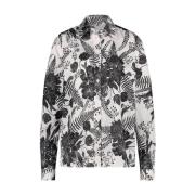 Bloemenprint Zijde-Look Blouse Jane Lushka , Black , Dames