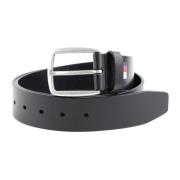 Klassieke Leren Heren Riem Zwart Tommy Hilfiger , Black , Heren