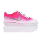 Handgemaakte Wit Roze Sneakers Aangepast Nike , Pink , Dames