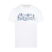 Skeleton Logo White T-Shirt Alexander McQueen , White , Heren